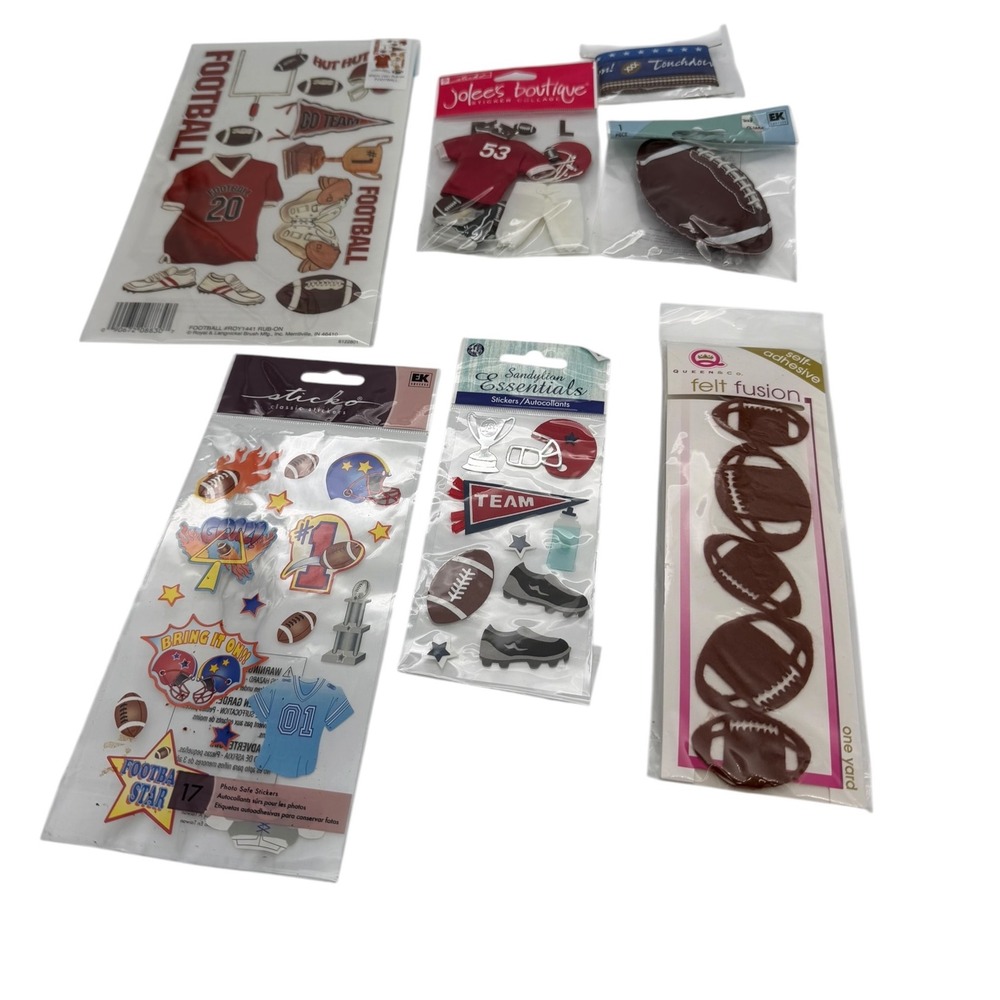 Football Scrapbook Sticker Lot of 7Jolee's Boutique Sticko Sandylion Felt Ribbon